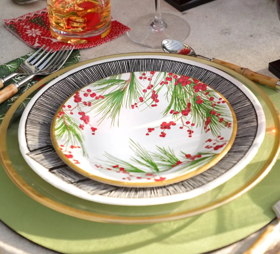 Acrylic Plate Charger in Clear with Gold Rim - 1 Each