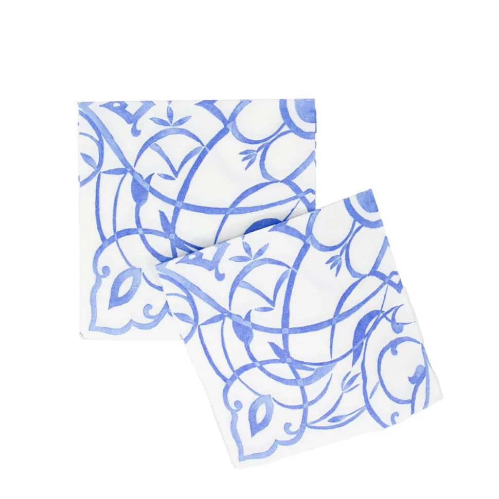 Algarve Ceramic Blue Paper Linen Luncheon Napkins - 15 Per Package