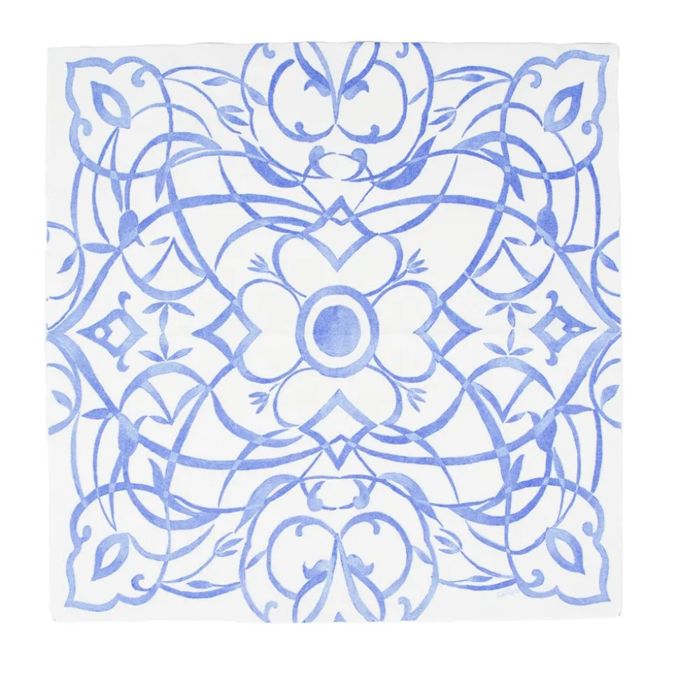 Algarve Ceramic Blue Paper Linen Luncheon Napkins - 15 Per Package