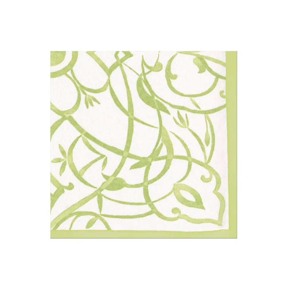 Algarve Paper Linen Cocktail Napkins in Moss - 15 Per Package