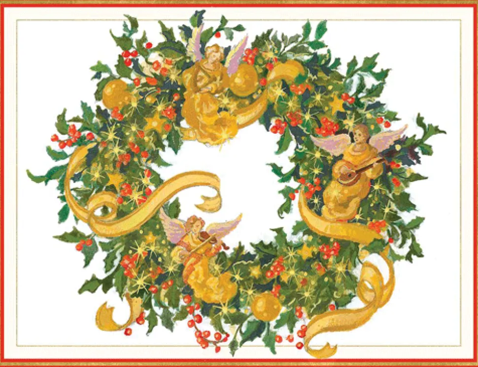 Angel Wreath Large Boxed Christmas Cards - includes 15 cards & envelopes