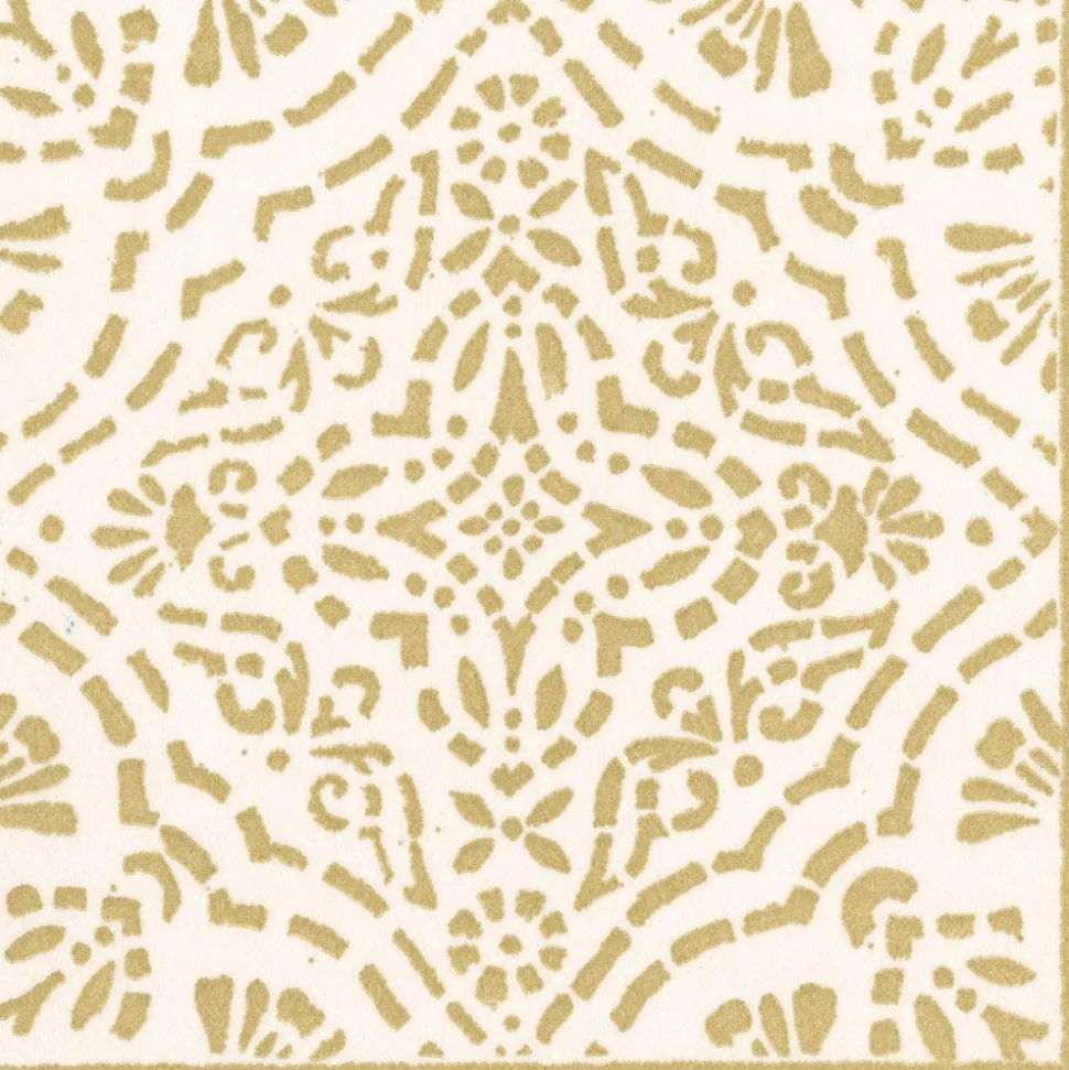 Annika Paper Linen Dinner Napkins in Ivory & Gold - 12 Per Package