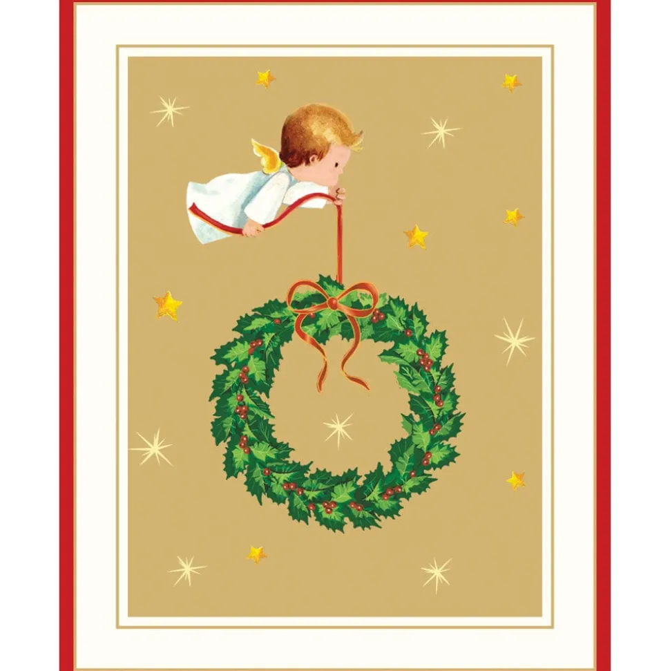 Baby Angel With Wreath Petite Boxed Christmas Cards - includes 15 cards & envelopes
