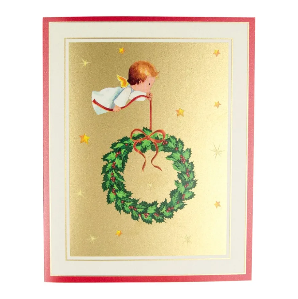 Baby Angel With Wreath Petite Boxed Christmas Cards - includes 15 cards & envelopes