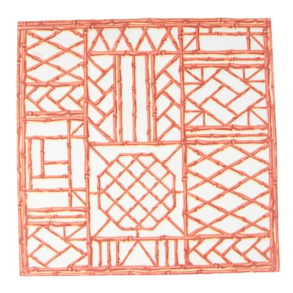 Bamboo Screen Coral Paper Linen Dinner Napkins - 12 Per Package