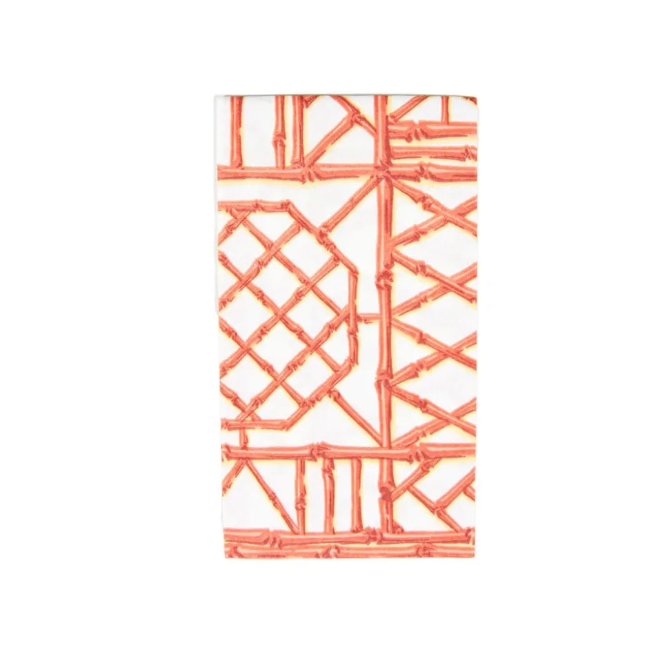 Bamboo Screen Coral Paper Linen Guest Towel Napkins - 12 Per Package