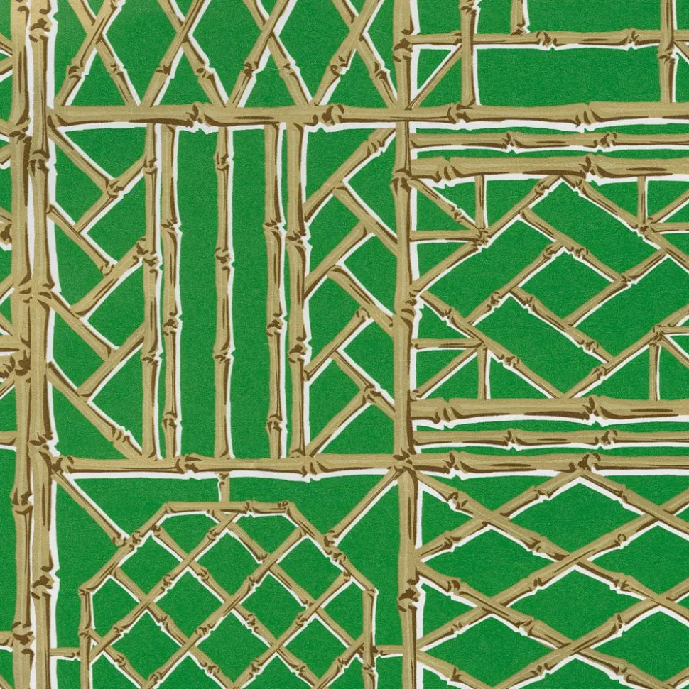 Bamboo Screen Green & Gold Gift Wrap - One 30" X 8' Roll