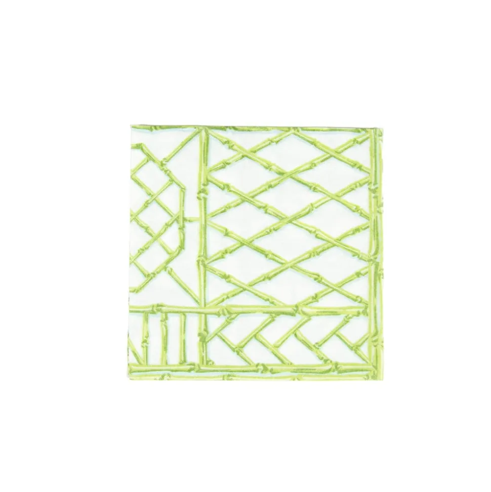 Bamboo Screen Moss Green Paper Linen Cocktail Napkins - 15 Per Package