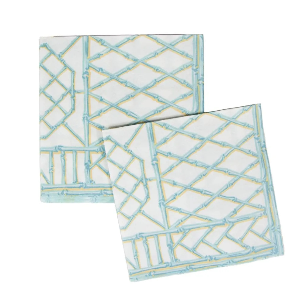 Bamboo Screen Robin's Egg Paper Linen Dinner Napkins - 12 Per Package