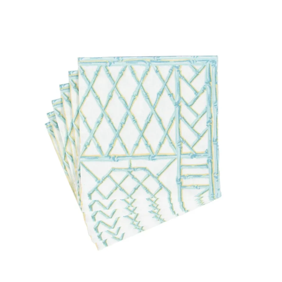Bamboo Screen Robin's Egg Paper Linen Cocktail Napkins - 15 Per Package