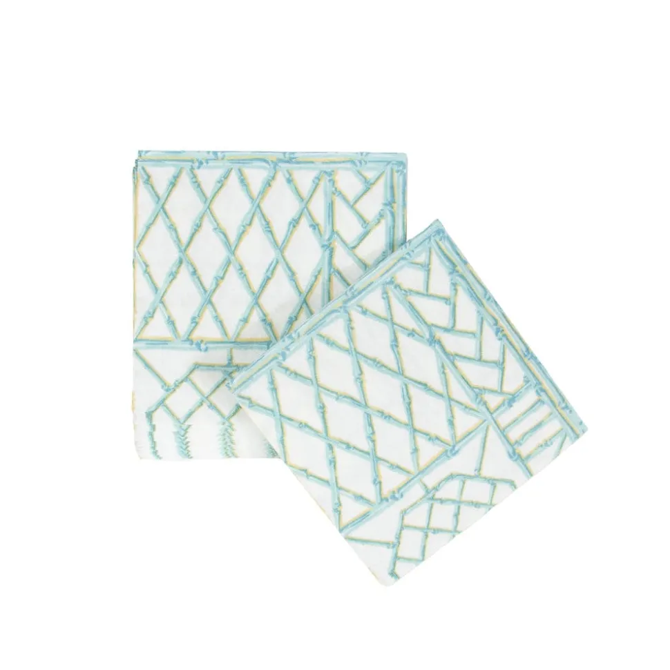 Bamboo Screen Robin's Egg Paper Linen Cocktail Napkins - 15 Per Package