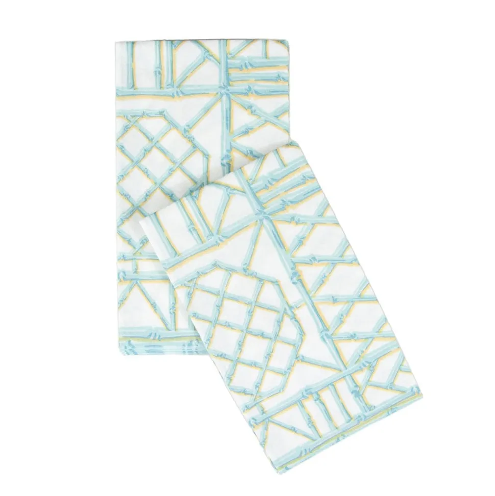 Bamboo Screen Robin's Egg Paper Linen Guest Towel Napkins - 12 Per Package