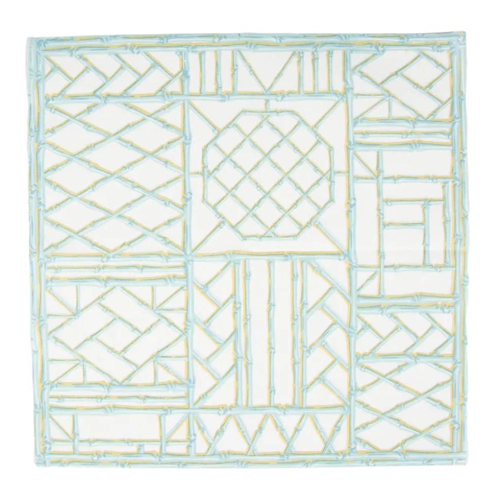 Bamboo Screen Robin's Egg Paper Linen Luncheon Napkins - 15 Per Package