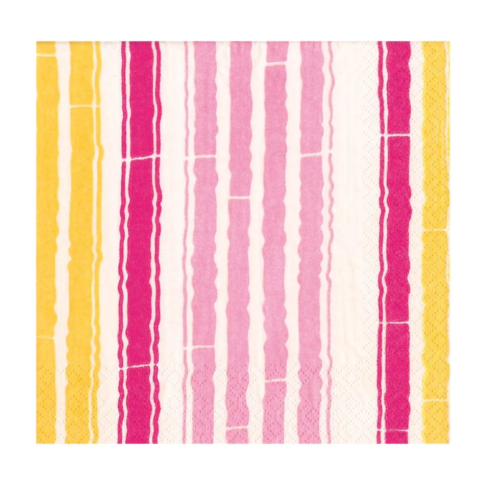 Bamboo Stripe Luncheon Napkins in Fuchsia & Pink- 20 Per Package