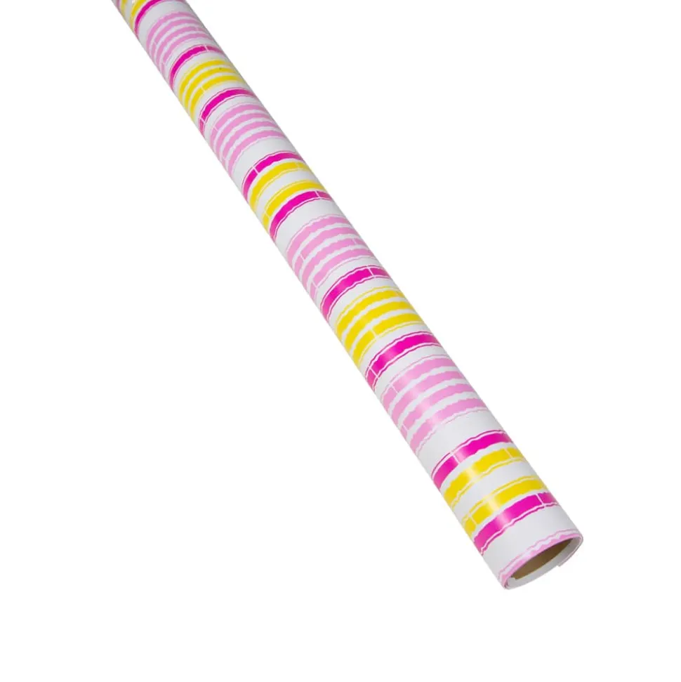 Bamboo Stripe Pink And Yellow Gift Wrapping Paper - 30" x 8' Roll