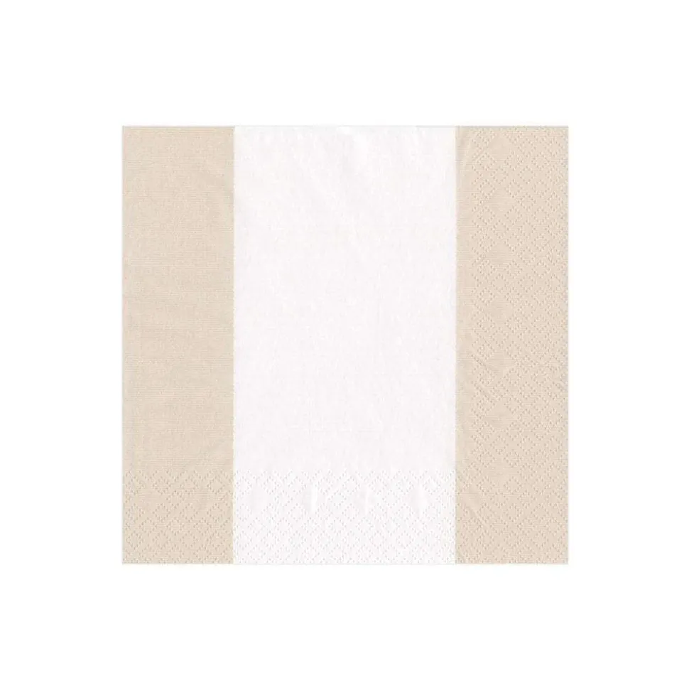 Bandol Stripe Paper Cocktail Napkins in Natural - 20 Per Package