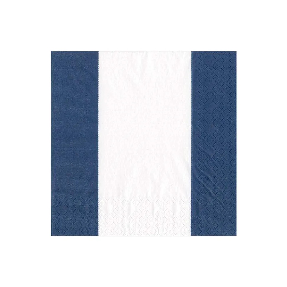 Bandol Stripe Paper Cocktail Napkins in Navy - 20 Per Package