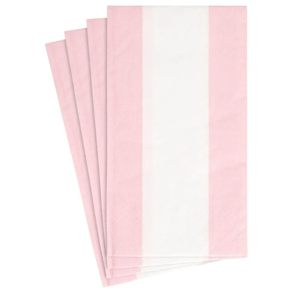 Bandol Stripe Paper Guest Towel Napkins in Petal Pink - 15 Per Package