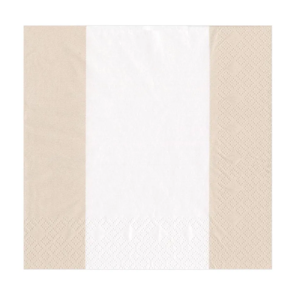 Bandol Stripe Paper Luncheon Napkins in Natural - 20 Per Package
