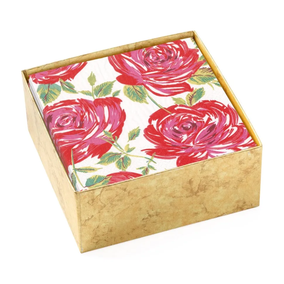 Bella Rosa Boxed Paper Cocktail Napkins in Red - 40 Per Box