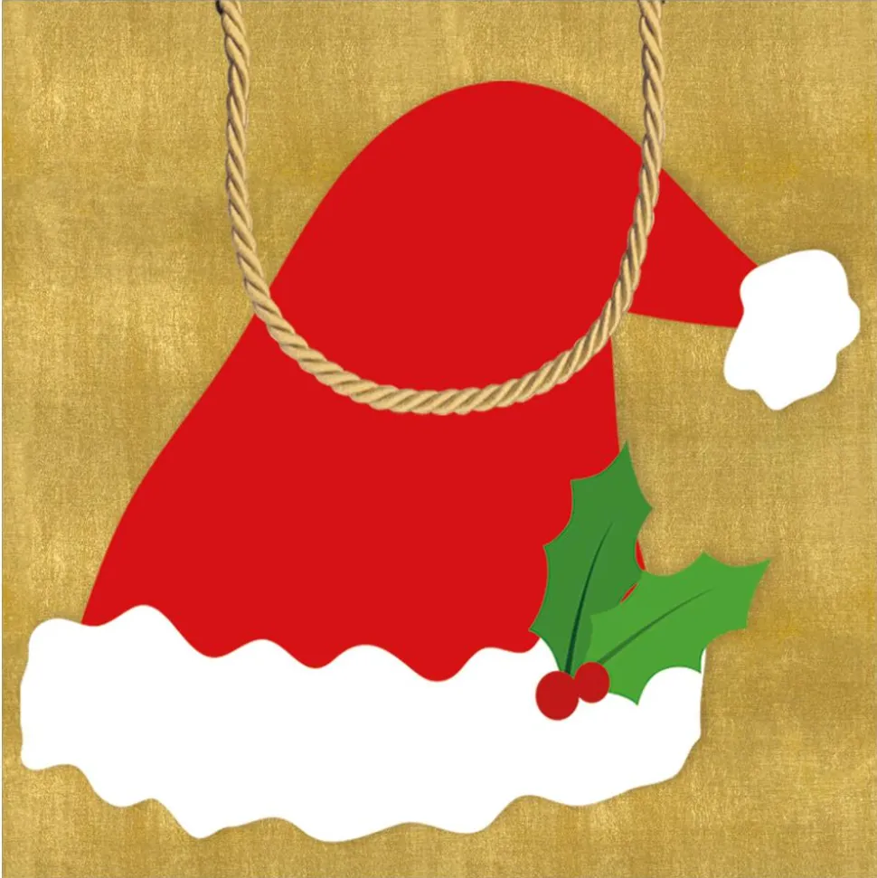 Be Merry Santa Hat Small Square Gift Bag - 1 Each
