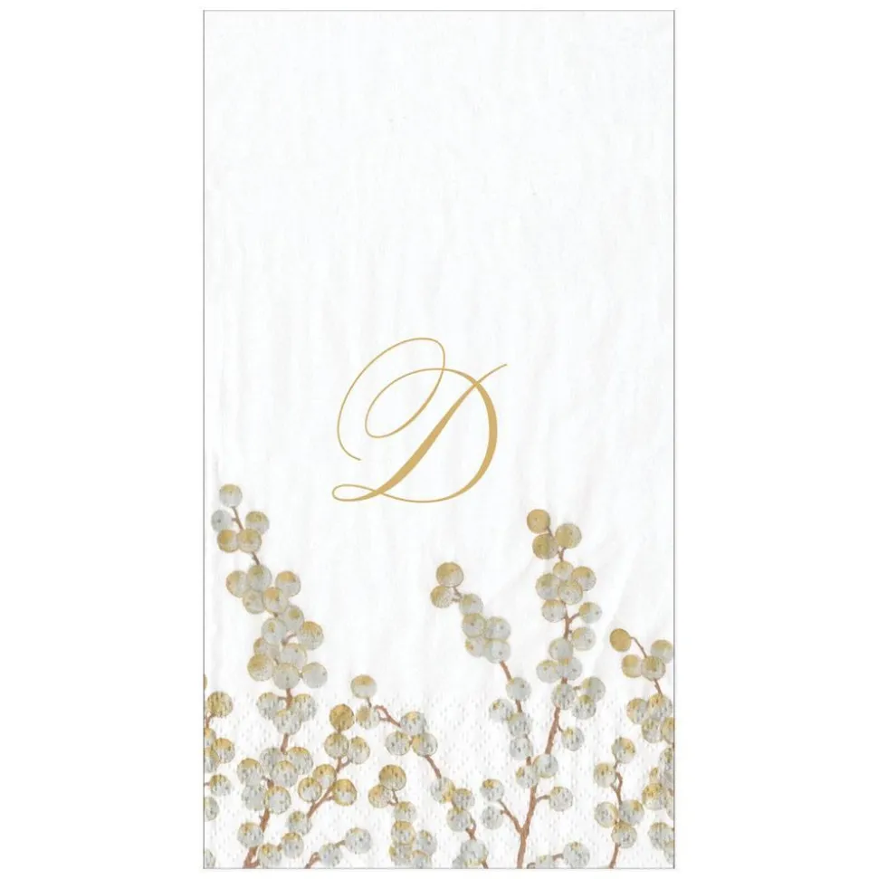 Berry Branches White/Silver Guest Towel with Initial B