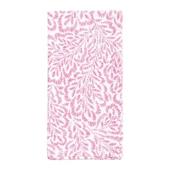 Block Print Leaves Cotton Dinner Napkins in Fuchsia & White - Set of 4, Three Sets