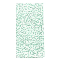 Block Print Leaves Cotton Dinner Napkins in Green & White - Set of 4, Three Sets