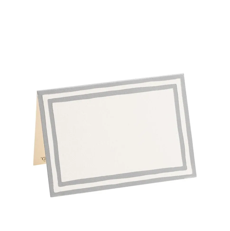 Border Stripe Place Cards in Silver Foil - 8 Per Package