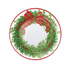 Boxwood and Berries Wreath Paper Salad & Dessert Plates - 8 Per Package