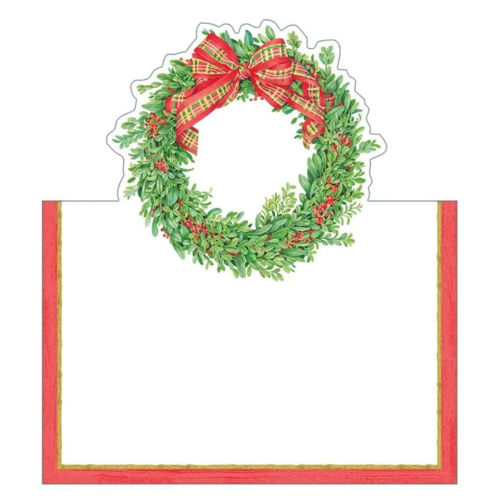 Boxwood and Berries Wreath Place Cards Die Cut Package 8 In