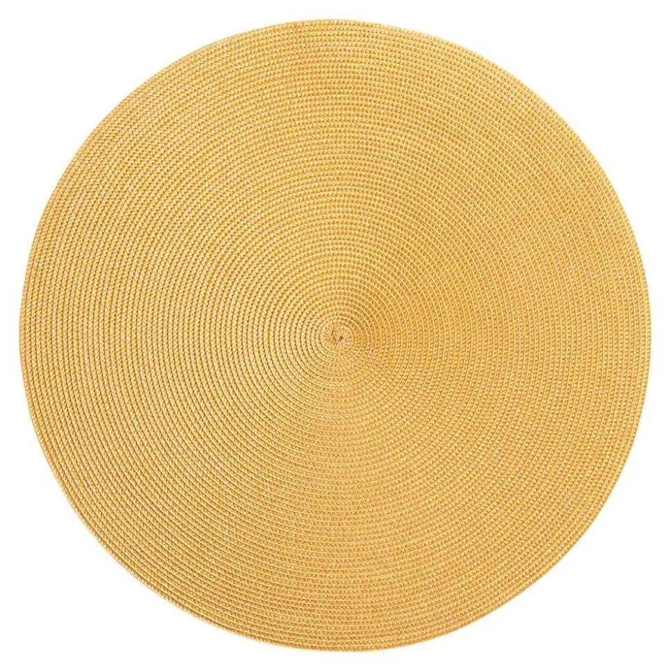 Braided Round Placemat in Mustard & Tan - 1 Each