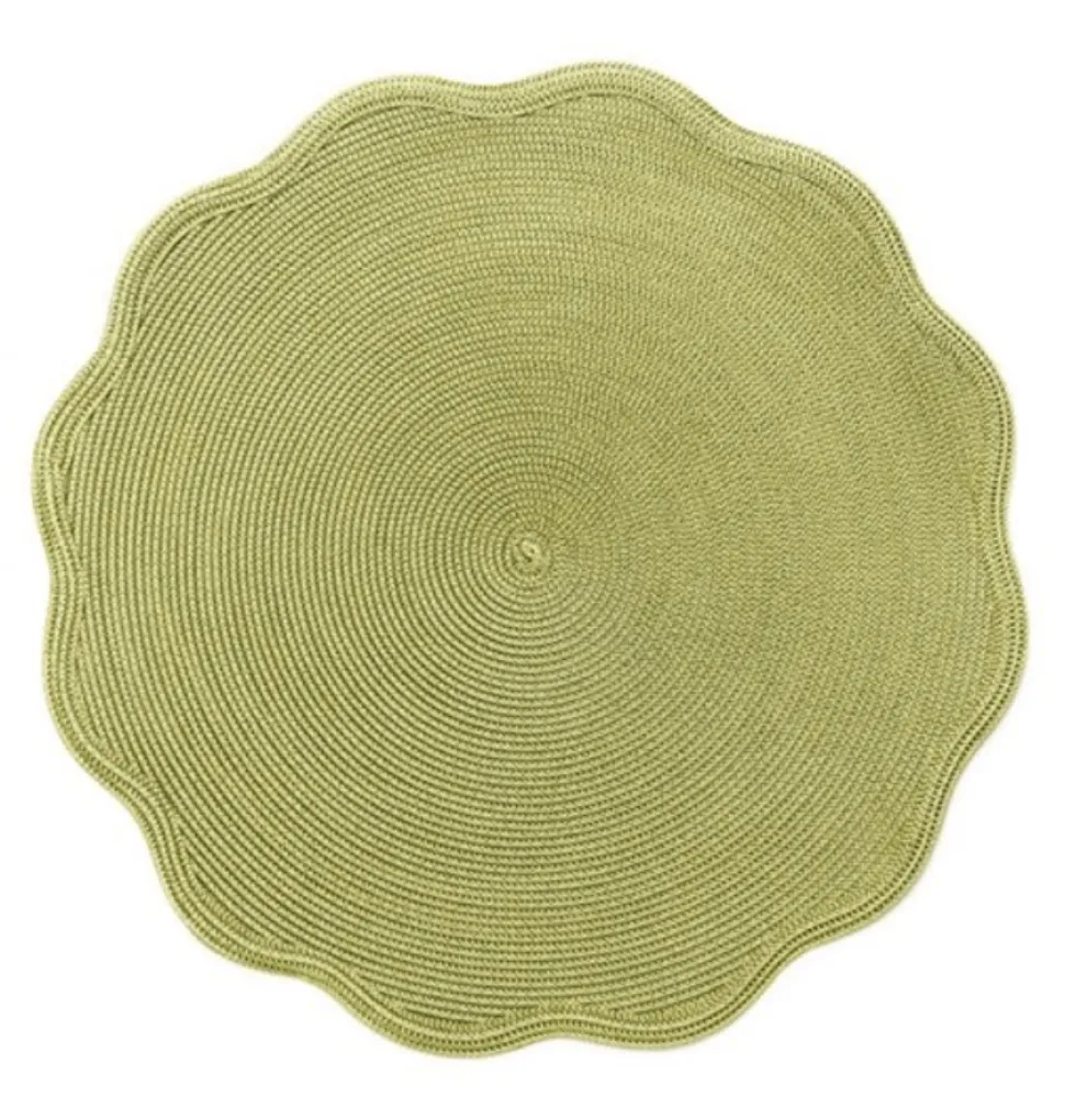 Braided Scallop Edge Round Placemat in Moss & Canary - 1 Each