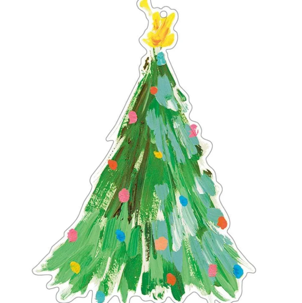 Brushstroke Trees Decorative Die-Cut Gift Tag - 4 Per Package