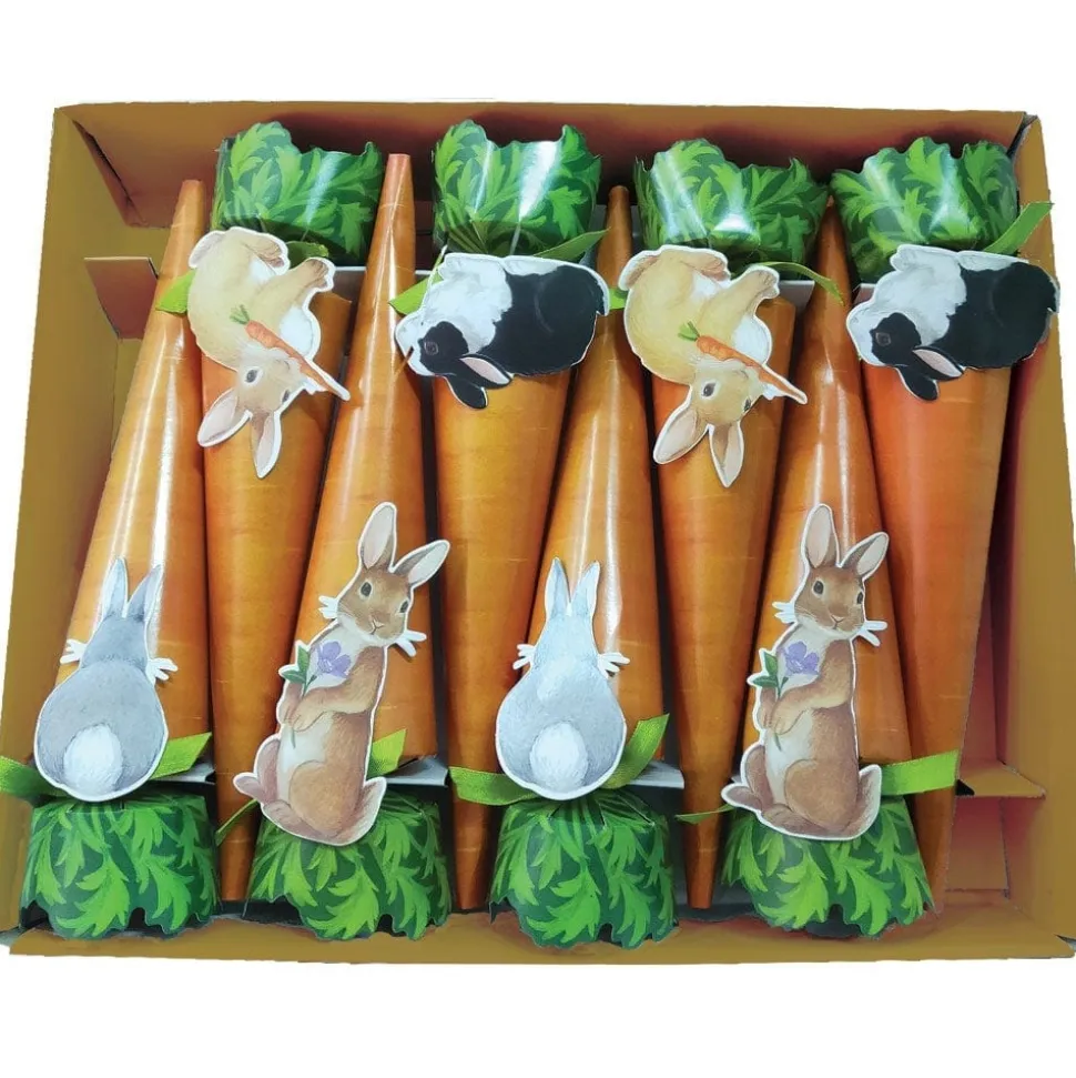 Bunnies and Carrots 10" Luxury Cone Crackers - 8 per box