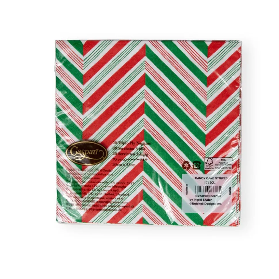 Candy Cane Stripes Paper Luncheon Napkins - 20 Per Package