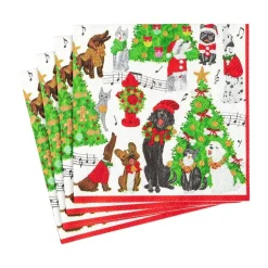 Caroling Pets Paper Cocktail Napkins - 20 Per Package