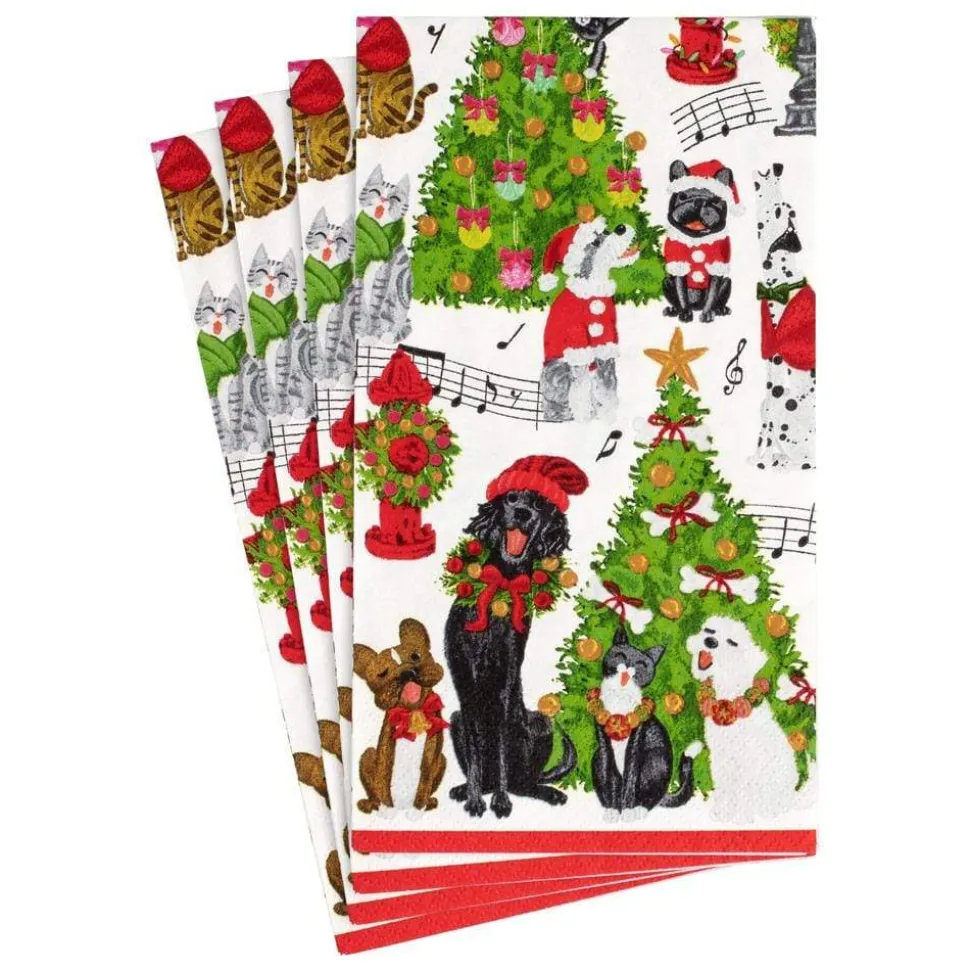 Caroling Pets Paper Guest Towel Napkins - 15 Per Package