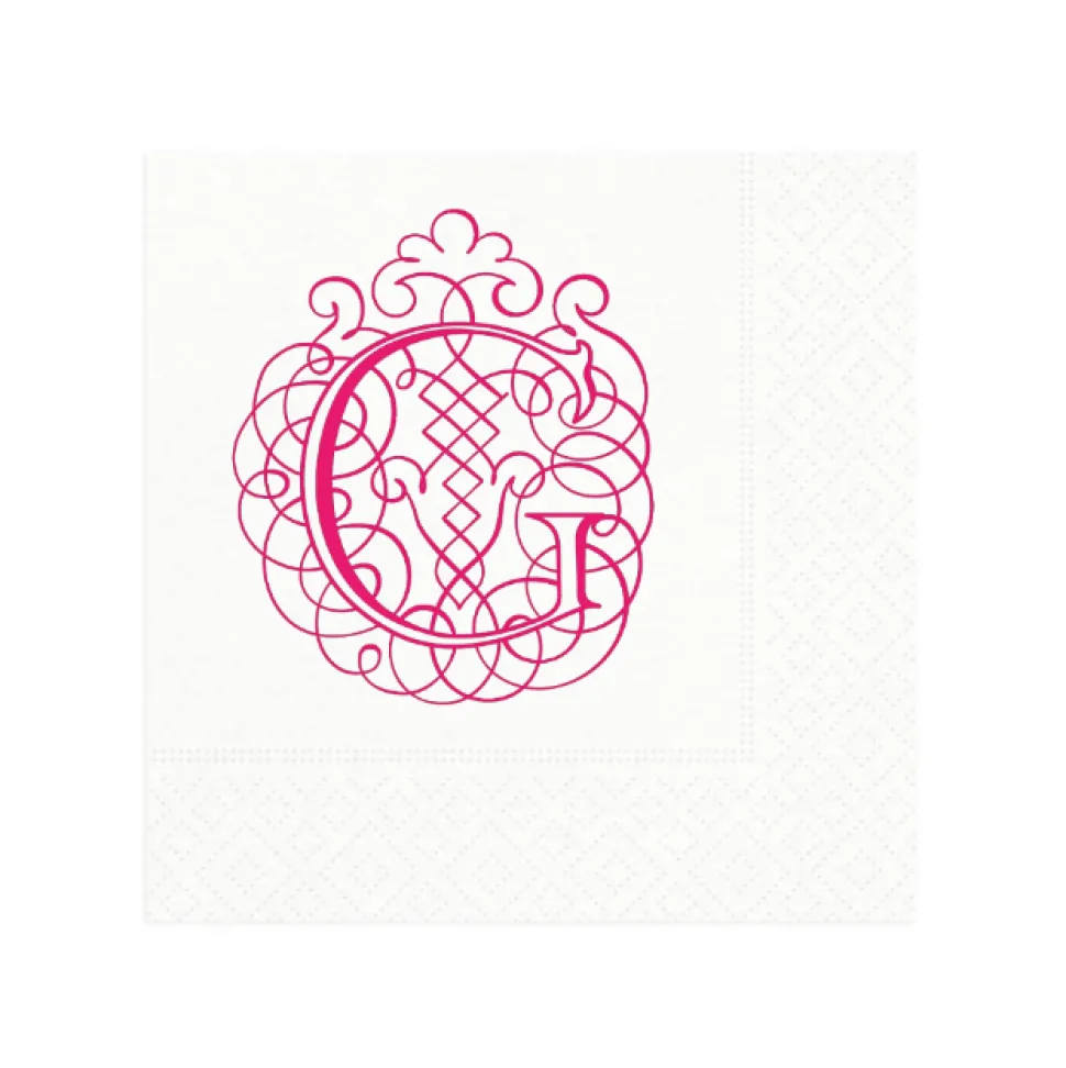 Caspari Antique Ornate Single Initial Personalized Cocktail Napkins