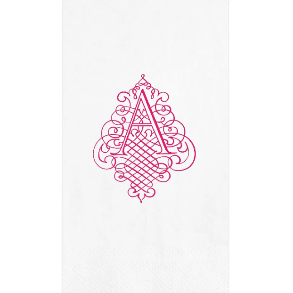 Caspari Antique Ornate Single Initial Personalized Guest Towel Napkins
