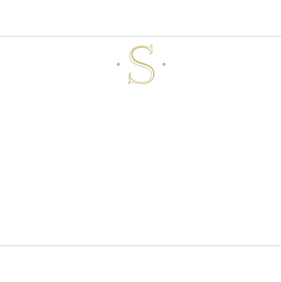 Caspari Antique Plain Letter S Foil Correspondence Cards - 12 Cards and Envelopes