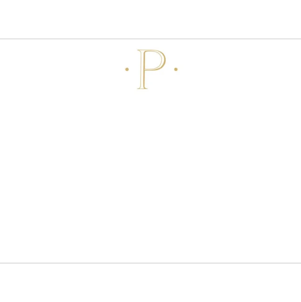 Caspari Antique Plain Letter P Foil Correspondence Cards - 12 Cards and Envelopes