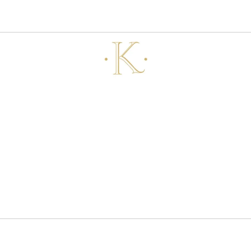 Caspari Antique Plain Letter K Foil Correspondence Cards - 12 Cards and Envelopes