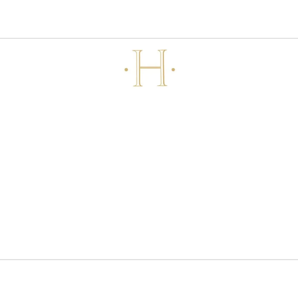 Caspari Antique Plain Letter H Foil Correspondence Cards - 12 Cards and Envelopes