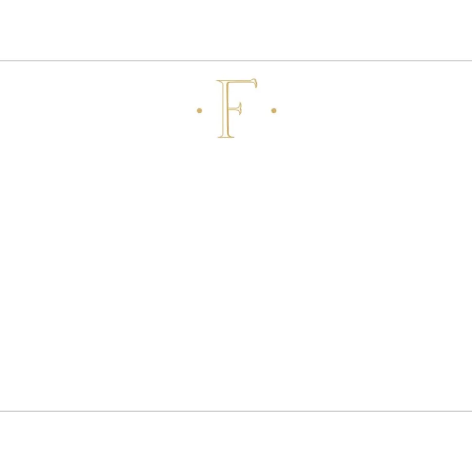 Caspari Antique Plain Letter F Foil Correspondence Cards - 12 Cards and Envelopes