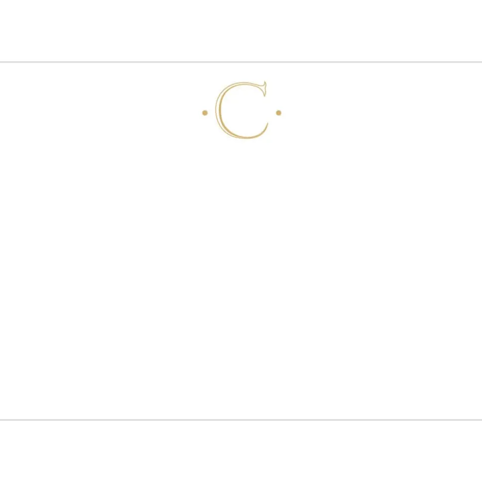 Caspari Antique Plain Letter C Foil Correspondence Cards - 12 Cards and Envelopes