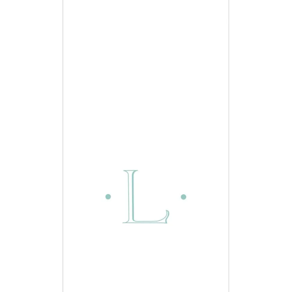 Caspari Antique Robin's Egg Single Initial Guest Towel Napkins - 24 Per Box