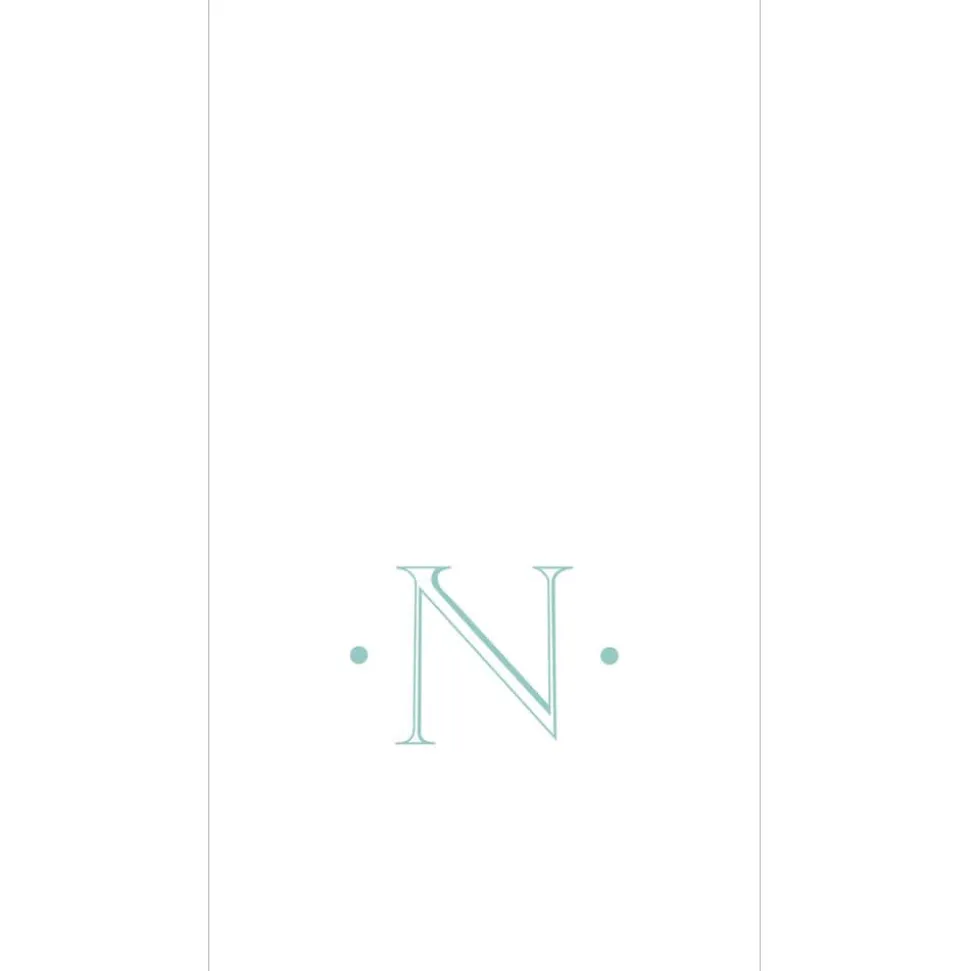 Caspari Antique Robin's Egg Single Initial Guest Towel Napkins - 24 Per Box