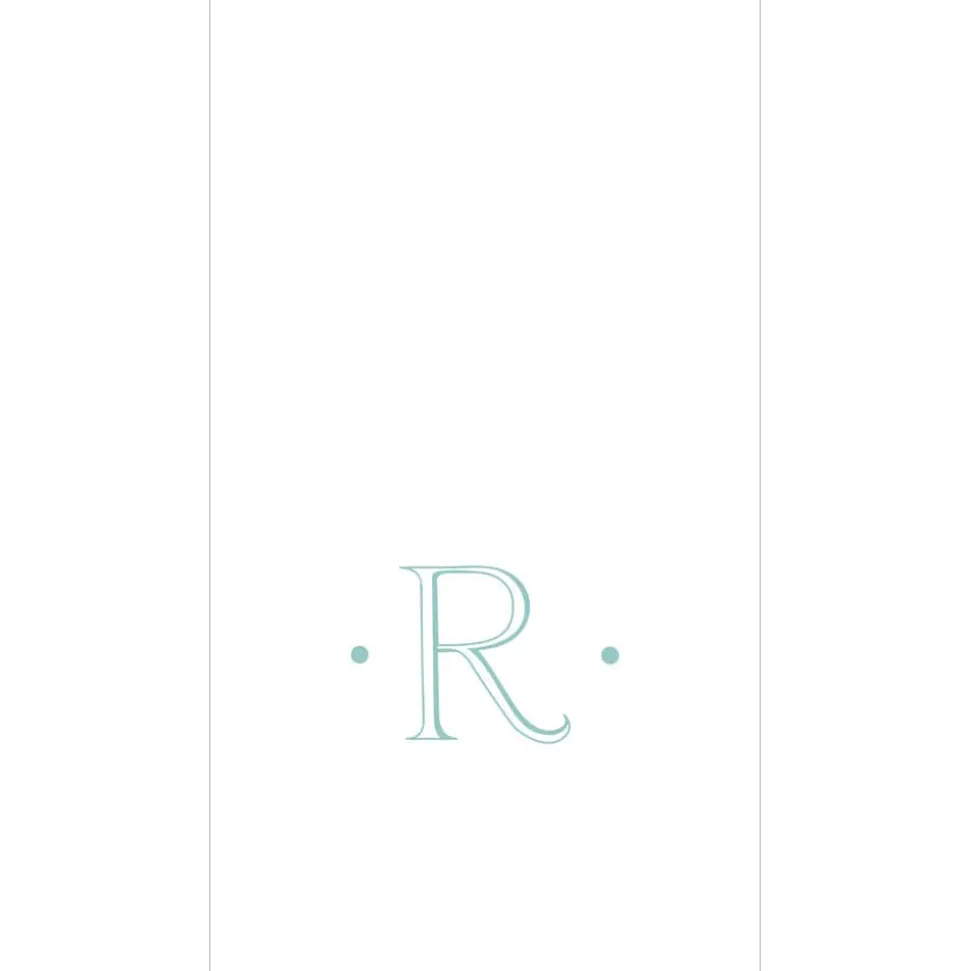 Caspari Antique Robin's Egg Single Initial Guest Towel Napkins - 24 Per Box