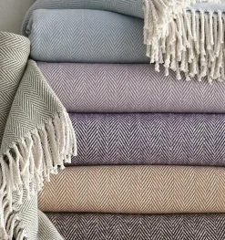 Celine Herringbone Throw in Aqua